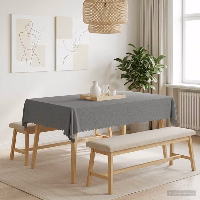 Tovaglia rettangolare vidaXL in jacquard di poliestere, grigio, L: 110 cm x P: 140 cm, idrorepellente e lavabile in lavatrice