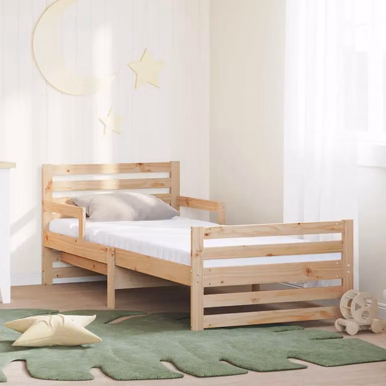 vidaXL Struttura letto per bambini in pino massello marrone con materasso 80 x 200 cm