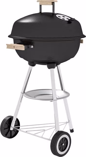 Barbecue a carbonella Outsunny con griglia in acciaio inossidabile, coperchio, prese d'aria e ruote, nero