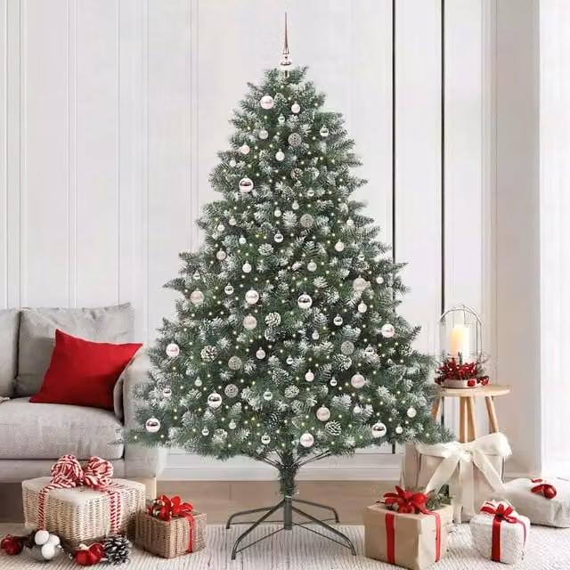 Albero di Natale artificiale verde con luci LED warm white vidaXL Altezza: 210 cm