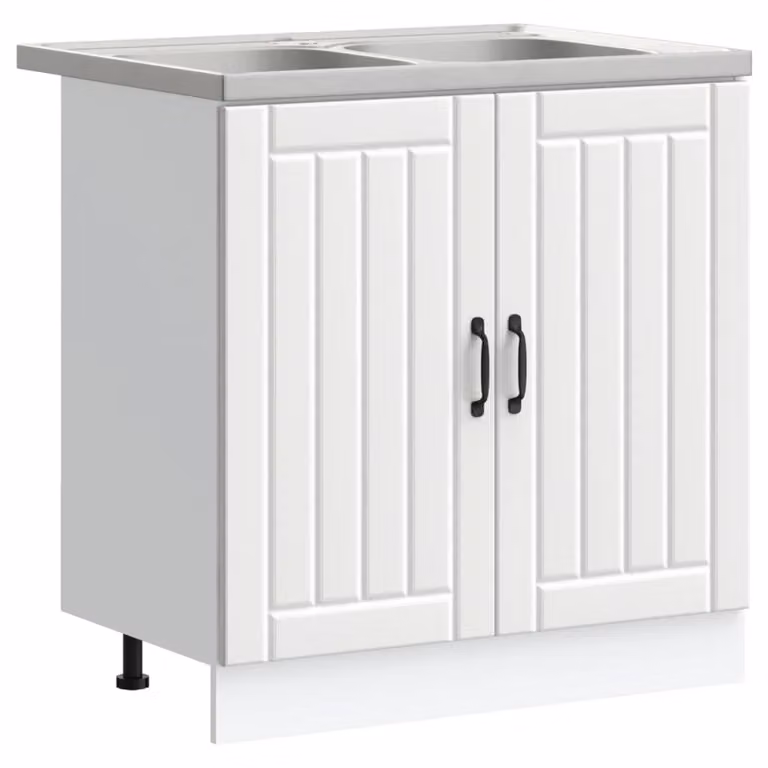 Mobiletto per lavabo moderno vidaXL in MDF bianco lucido con ante a battente