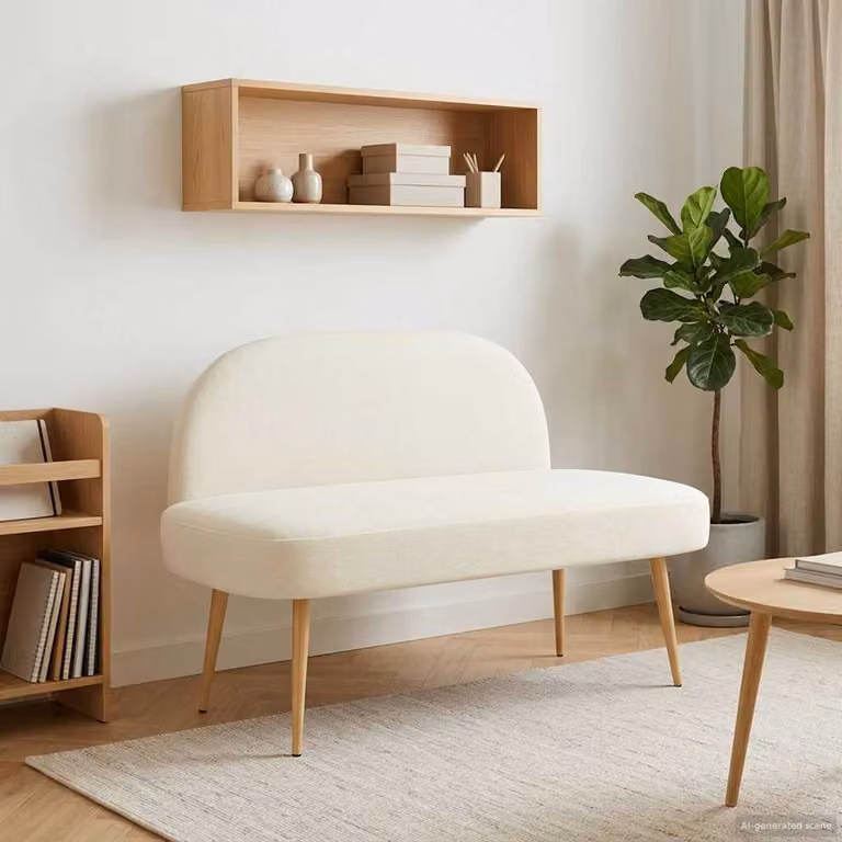 vidaXL Panchina imbottita con schienale in stile minimalista, Colore Beige/Bianco, L 110 x P 60 x H 76 cm