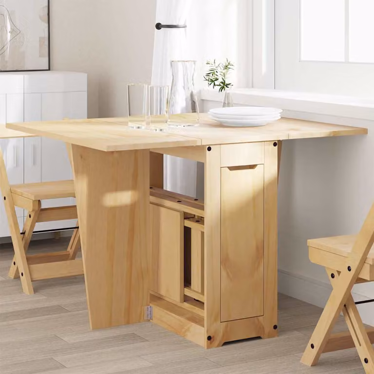 vidaXL Tavolo da Pranzo Estensibile in Legno di Pino Marrone Cera con Piano a Farfalla