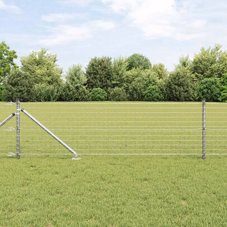 Set di 26 pali per recinzione vidaXL con picchetto a terra in acciaio zincato, Argento, L/P/H: 3,2 x 3,2 x 165 cm