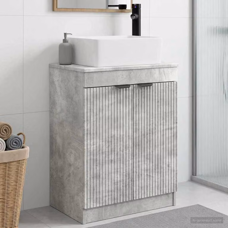Mobile da bagno con lavabo vidaXL moderno in MDF Grigio e Nero L/P/H: 54 x 35 x 83 cm