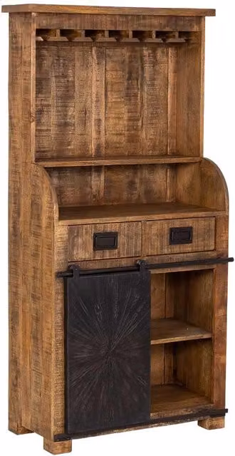 Mobile portabottiglie Wanderlust Deco in legno e metallo marrone e nero stile industrial L: 80 cm, P: 39 cm, H: 170 cm