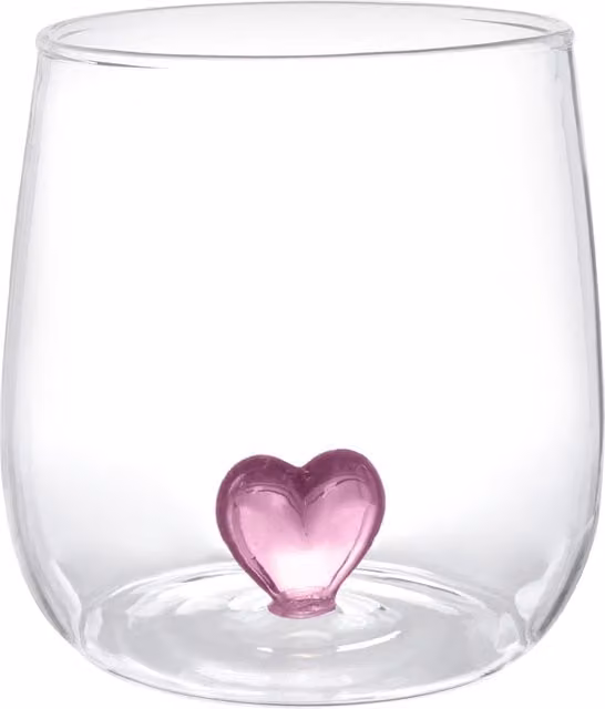 Bicchiere a forma di cuore viola Kasanova in vetro borosilicato da 380 ml