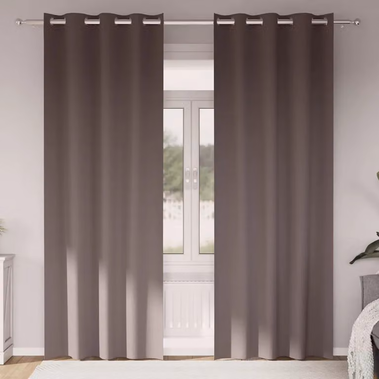 Set di 2 tende blackout vidaXL con anelli in poliestere, colore marrone, H: 260 cm x L: 140 cm