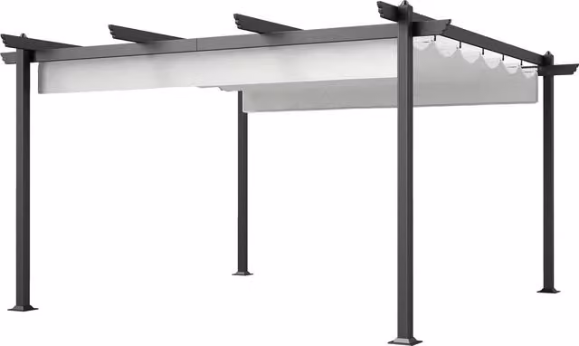 Gazebo Pergola Outsunny con Tettuccio Retrattile in Alluminio e Poliestere, Bianco, 4x4 m