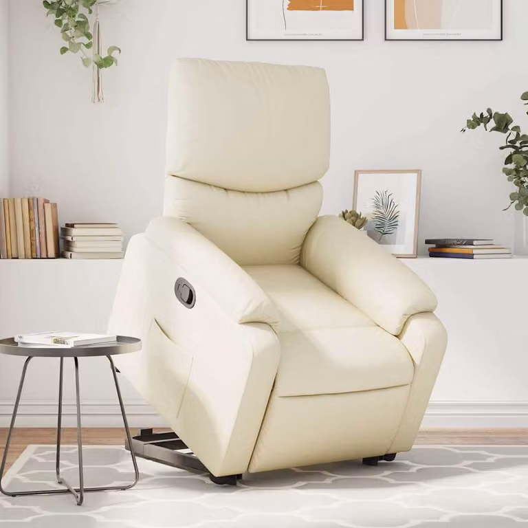 Poltrona Alzapersona Reclinabile con Assistenza Elettrica vidaXL in Similpelle Beige