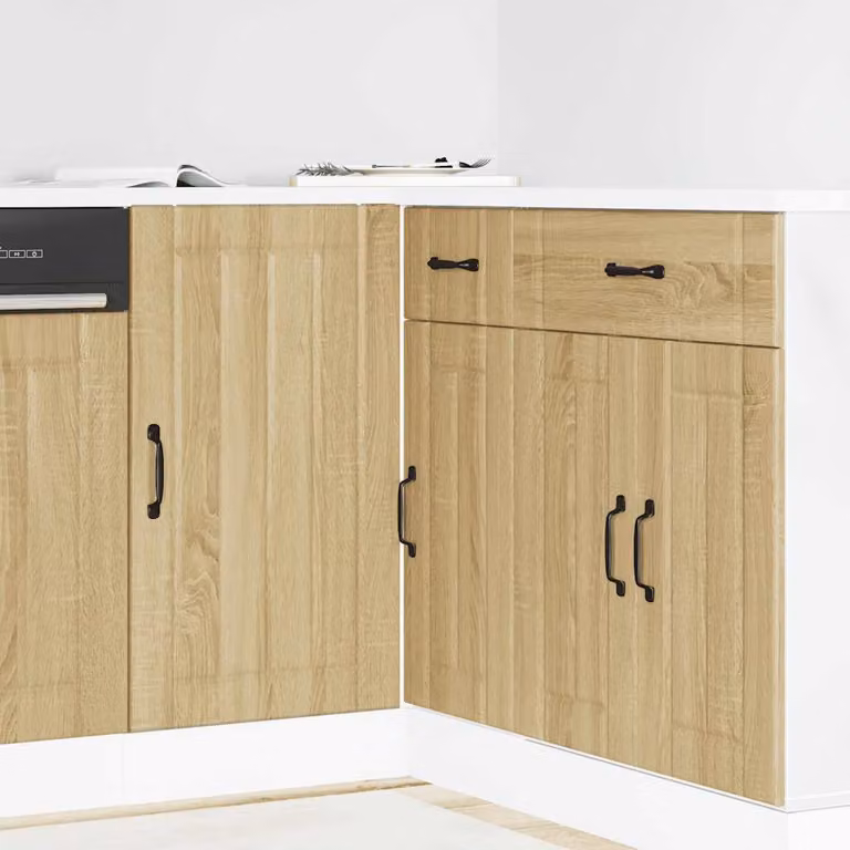 Base da cucina mobile vidaXL Lucca Rovere Sonoma in legno multistrato e MDF marrone con modulo per lavello e ante a battente