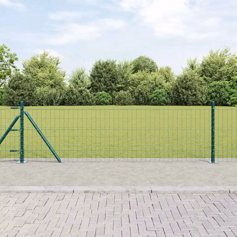 Recinzione vidaXL in acciaio e PVC verde con base per montaggio in superficie L: 50 m, H: 0,6 m