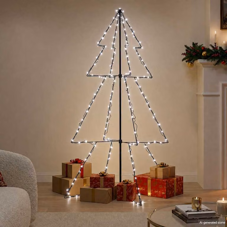 Albero di Natale a cono vidaXL con 200 LED bianco freddo per interni ed esterni L: 98 cm, H: 150 cm