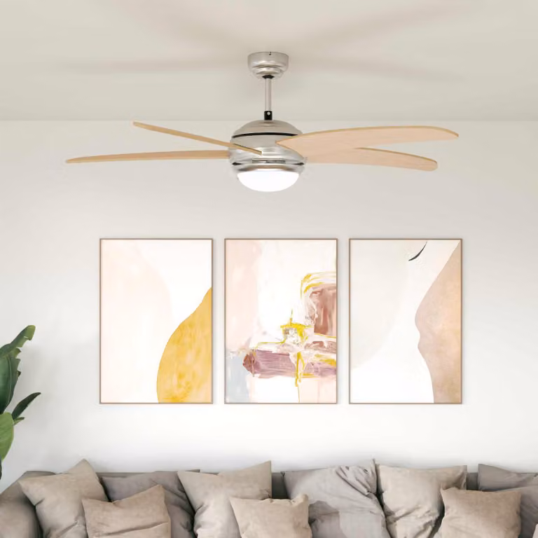 vidaXL Ventilatore da soffitto con luce e telecomando, Marrone e Multicolore, Ø 130 cm