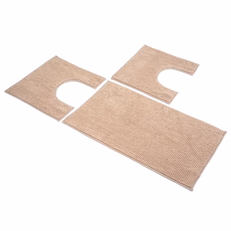 Set di 3 tappeti da bagno Sophie Maison Poppy color beige in microfibra antiscivolo
