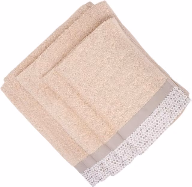 Set di 5 asciugamani Pallini Ipersan in cotone color nocciola con motivo a pois