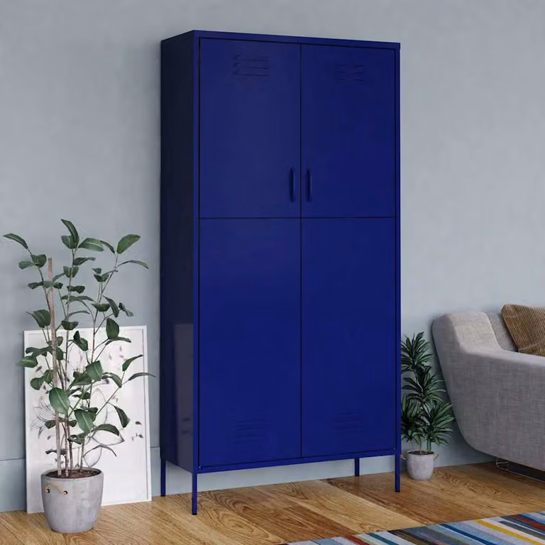 Armadio in metallo vidaXL Blu con ripiani e appendiabiti L: 90 cm, P: 50 cm, H: 180 cm