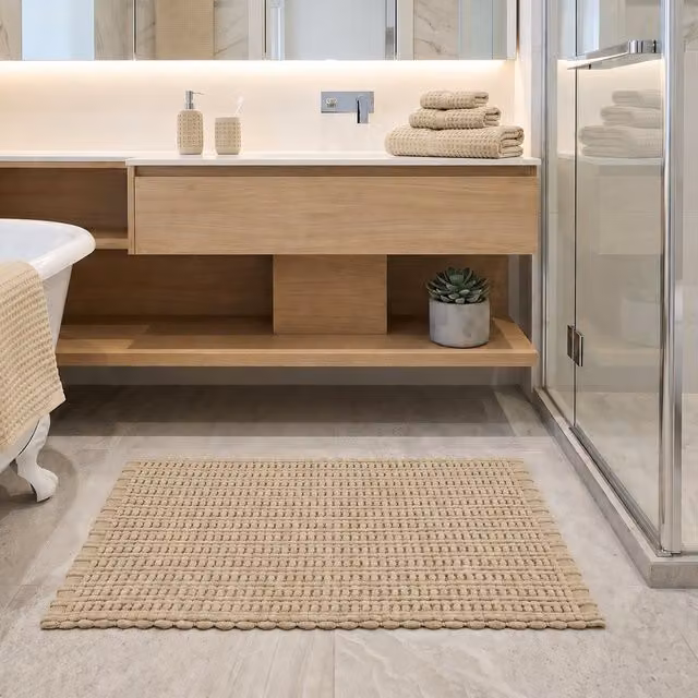 Tappeto da bagno in ciniglia Kasanova beige L: 50 cm, P: 80 cm