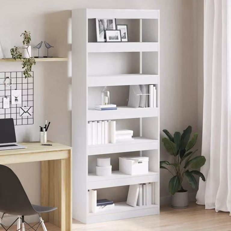 vidaXL Libreria Moderna in MDF Bianco L: 80 cm, P: 30 cm, H: 198 cm