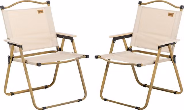 Set di 2 sedie da campeggio e pesca pieghevoli Outsunny in tessuto beige e struttura in acciaio, L: 54 cm, P: 59 cm, H: 78 cm