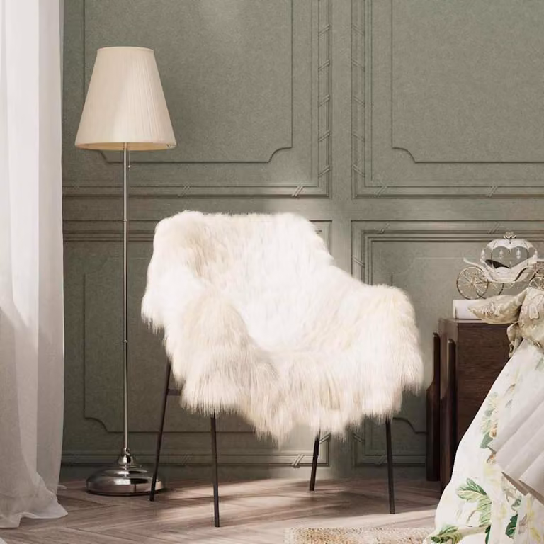 Fodera per poltrona in pelle di pecora islandese vidaXL, colore beige/bianco, L: 70 cm, P: 110 cm