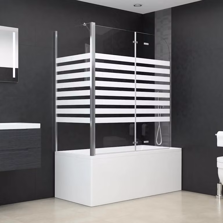Cabina Doccia Rettangolare vidaXL in Vetro Temperato con Pattern a Righe e Colore Argento L: 120 cm, P: 68 cm, H: 130 cm