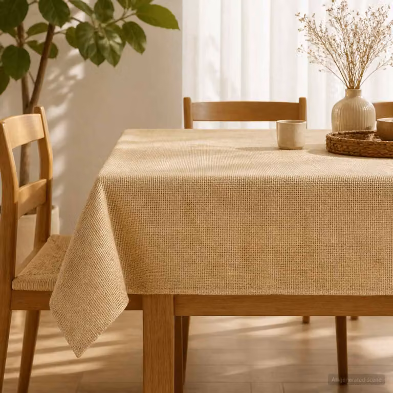 Tovaglia quadrata in juta naturale vidaXL, colore beige/marrone, L 140 x P 140 cm