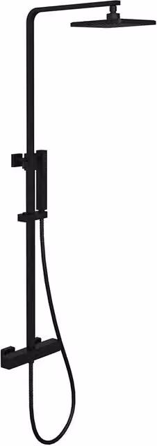 Colonna doccia rigida Parama con soffione 20x20 cm e doccetta in acciaio inox, finitura nero opaco