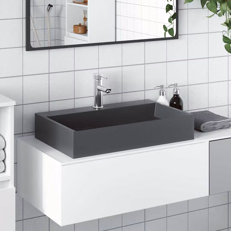 vidaXL Lavandino in Pietra Naturale Antracite L: 60 cm, P: 38 cm, H: 11 cm