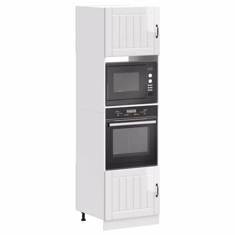 Set di 2 armadi per forno vidaXL Lucca bianchi lucidi in legno multistrato e MDF
