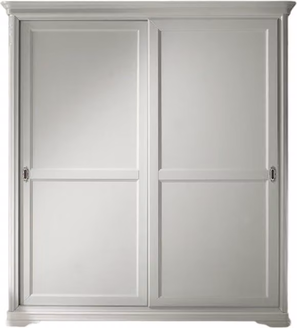 Armadio shabby chic Mobili 2G in legno massello bianco con 2 ante scorrevoli L: 200 cm, P: 67 cm, H: 220 cm