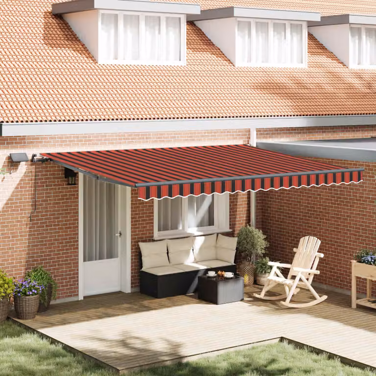 Tenda retrattile vidaXL in poliestere e alluminio, arancione e marrone, L: 450 cm x P: 300 cm