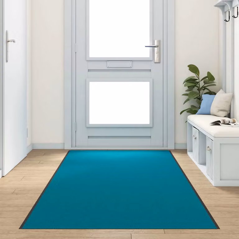 Tappetino vidaXL moderno rettangolare in poliammide e PVC, Ciano e Nero, L: 400 cm, P: 120 cm, H: 1 cm