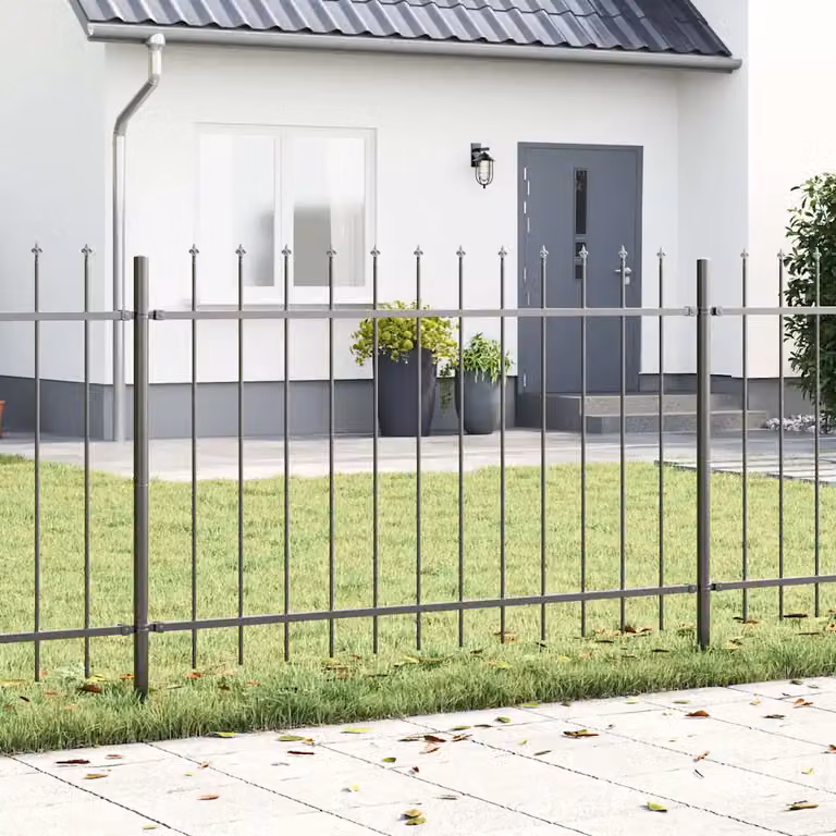 Set di 3 recinzioni per giardino vidaXL WOERDEN in acciaio grigio, L: 5,1 m, H: 1 m