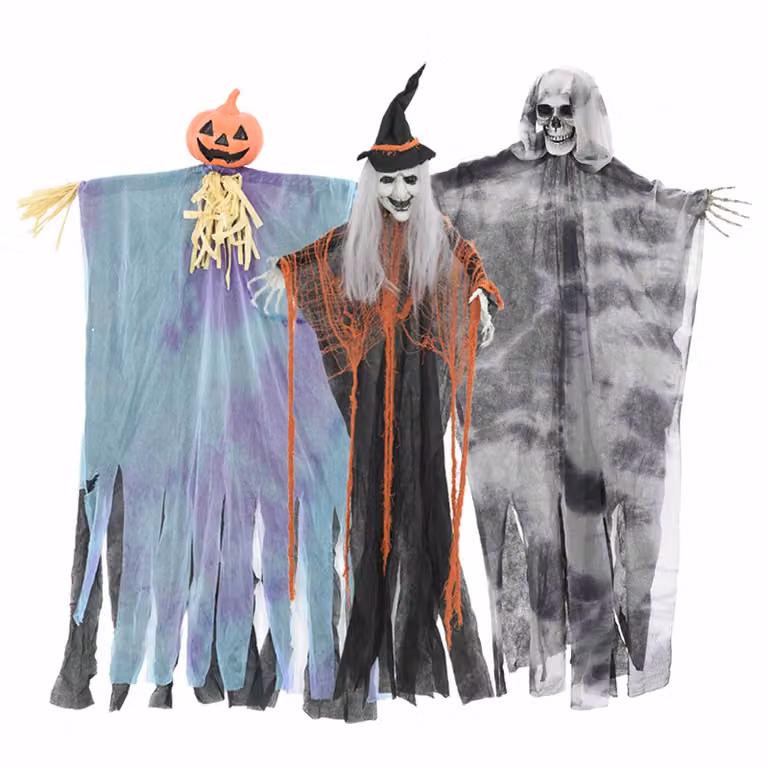 Set di 3 fantasmi appesi per Halloween vidaXL Multicolore L 61 cm x H 97 cm