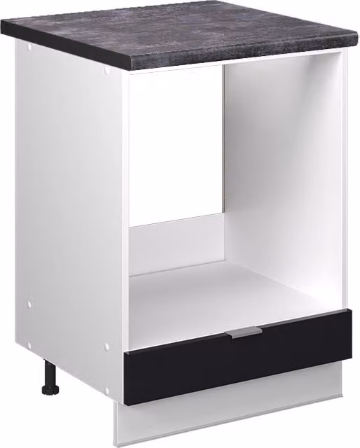 Mobile per forno da incasso Vicco Fame-Line Nero rigato e Bianco con base Antracite, L: 60 cm, H: 82 cm