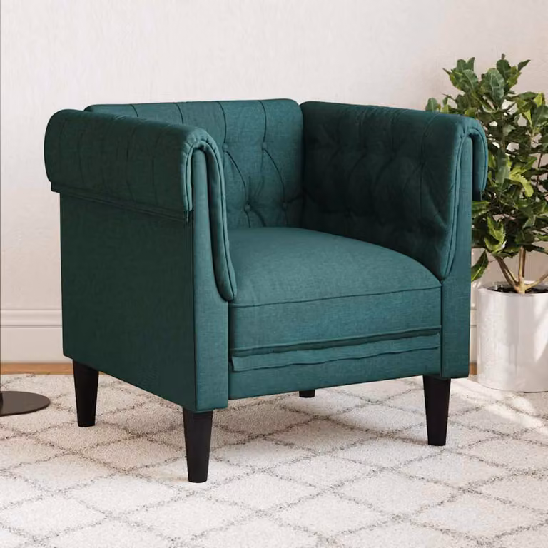 Poltrona Chesterfield vidaXL in tessuto verde con braccioli