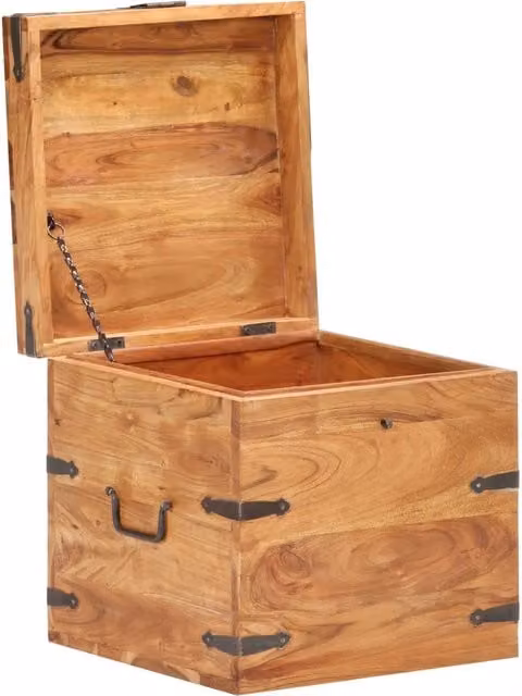 Baule in legno di acacia e metallo marrone vidaXL L/P/H: 40 x 40 x 40 cm