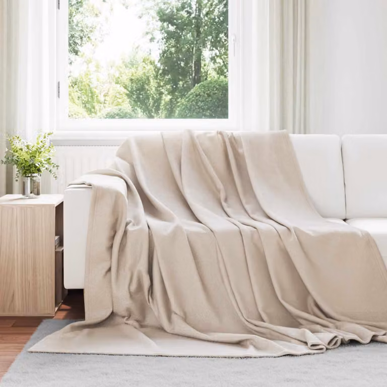 Set di 24 coperte in pile vidaXL beige per adulti, L 270 cm x P 240 cm