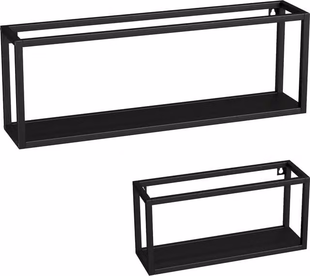Set da 2 mensole a parete HOMCOM in acciaio nero, L 60 x P 12 x H 21 cm