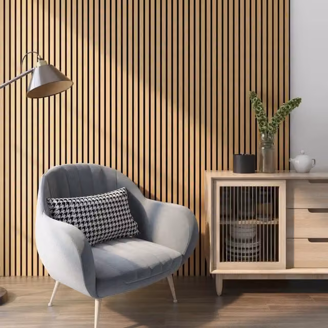 Set di 12 Pannelli Fonoassorbenti Decorativi in Effetto Legno Marrone NEU.HOLZ