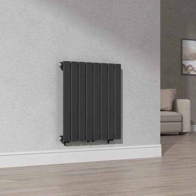 Termosifone a pannello singolo con elementi piatti neu.haus, colore nero, L: 60 cm, H: 60 cm, P: 60 cm