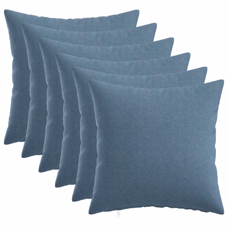 Set di 6 federe vidaXL HEERLEN blu jeans in poliestere, L 35 x P 35 cm