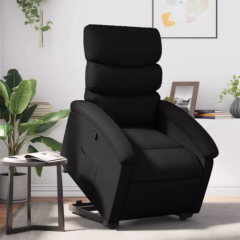 vidaXL Poltrona Alzapersona Reclinabile Nera in Similpelle con Assistenza Elettrica e Braccioli