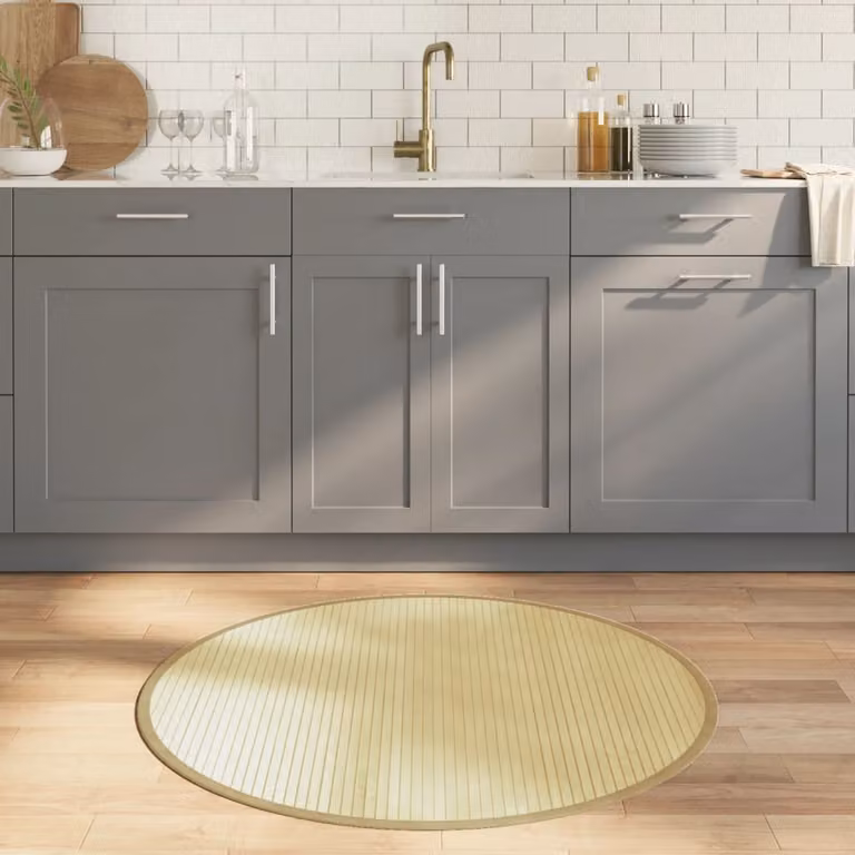 Tappeto rotondo vidaXL in bambù e polipropilene, colore beige, Diametro: 100 cm