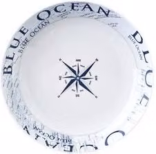 Piatto fondo in melamina GLAMOUR Brunner Bianco e Blu decorato Diametro: 21 cm