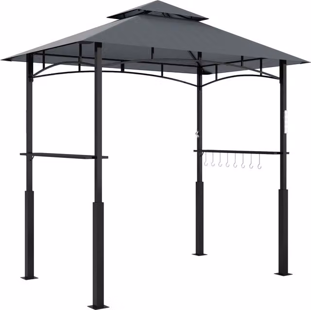 Gazebo Outsunny per barbecue a due livelli con luce LED, grigio scuro, L: 240 cm, P: 150 cm, H: 250 cm