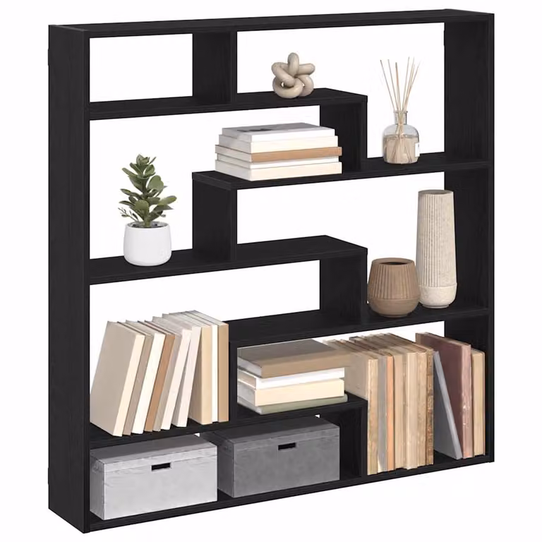 vidaXL Mensola a Cubo da Parete con 7 Scomparti in MDF Nero Opaco