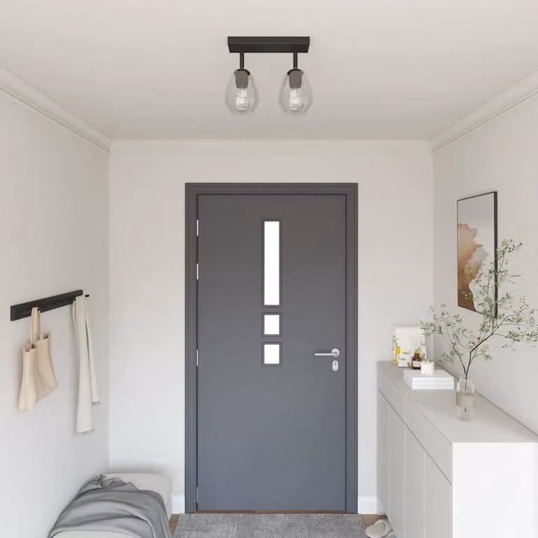 vidaXL Faretto da soffitto moderno in metallo e vetro Nero L: 33 cm, P: 13 cm, H: 26 cm