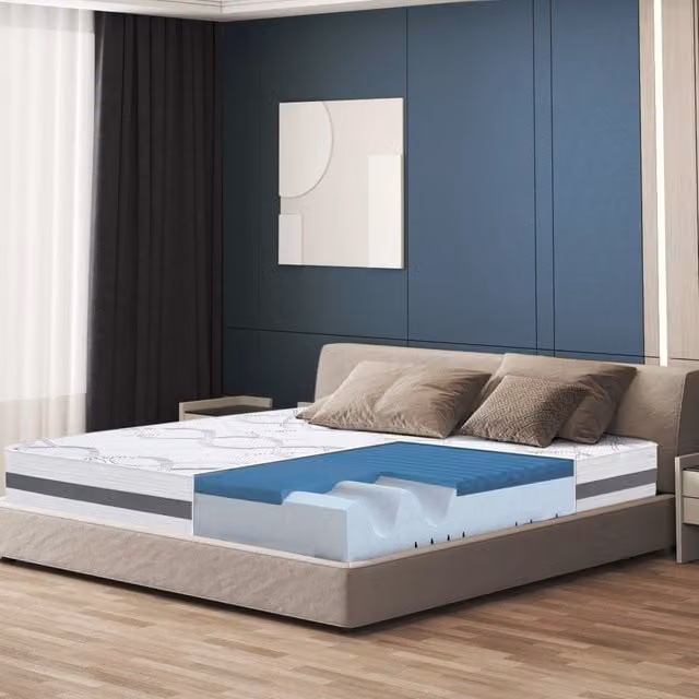 Materasso Matrimoniale Francese The White Stone in Memory Foam Viscoelastica Bianco H 22 cm L 140 x P 200 cm